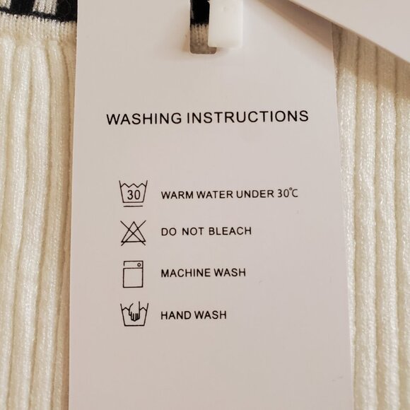 NWT MEROKEETY SZ XL Women's Ribbed Stretch Knit Scoop Neck Sweater White & Black - Picture 10 of 12